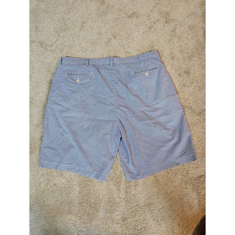 Polo Golf Ralph Lauren Shorts Mens Size 40 Blue Gingham Pleated Cotton Preppy - Picture 3 of 9